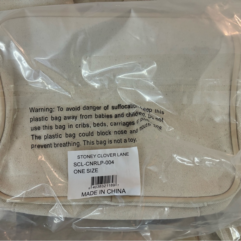 Stoney Clover Lane Large Pouch - Vegan leather, canvas in Tan with dust bag - Picture 6 of 10